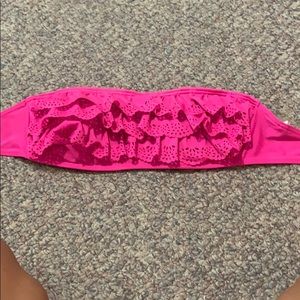 Pink ruffled bathing suit top